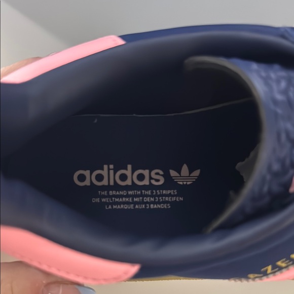 Adidas Women's Gazelle Navy and Pink Sneakers - Picture 4 of 5